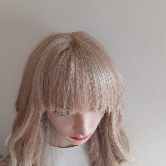 Honey blonde wig  with bangs lace front wig main image 5